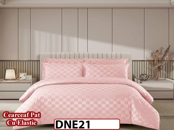 Lenjerie din damasc finet cu 4 piese, cearceaf cu elastic - DNE 21 Lenjerie din damasc finet cu 4 piese, cearceaf cu elastic - DNE 21
