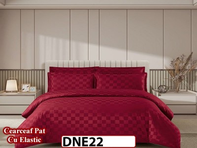 Lenjerie din damasc finet cu 4 piese, cearceaf cu elastic - DNE 22