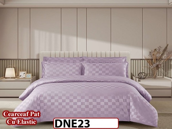 Lenjerie din damasc finet cu 4 piese, cearceaf cu elastic - DNE 23 Lenjerie din damasc finet cu 4 piese, cearceaf cu elastic - DNE 23