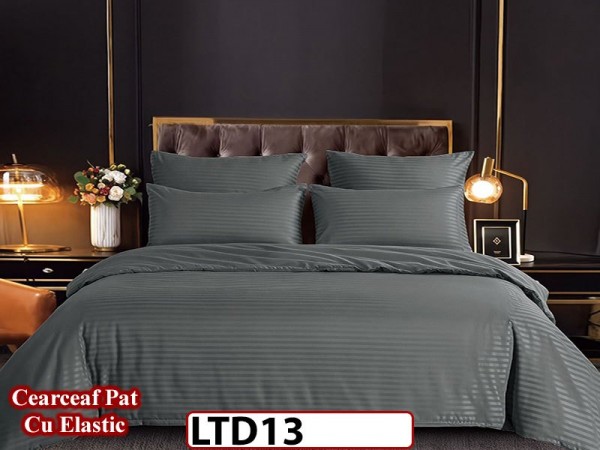 Lenjerie din damasc finet cu 6 piese, cearceaf cu elastic - LTD13