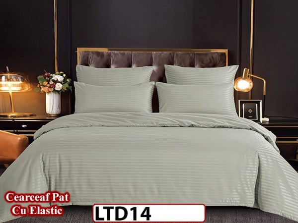 Lenjerie din damasc finet cu 6 piese, cearceaf cu elastic - LTD14