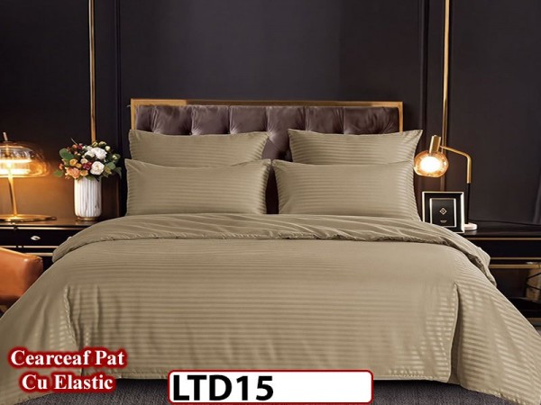 Lenjerie din damasc finet cu 6 piese, cearceaf cu elastic - LTD15