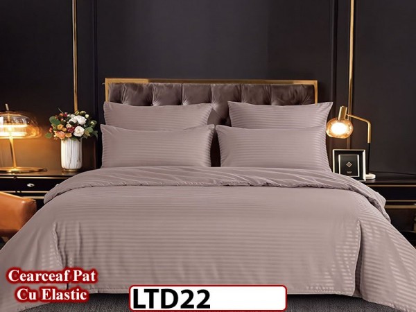 Lenjerie din damasc finet cu 6 piese, cearceaf cu elastic - LTD22
