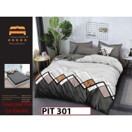 Lenjerie din finet  6 piese si cearceaf cu elastic - PIT301
