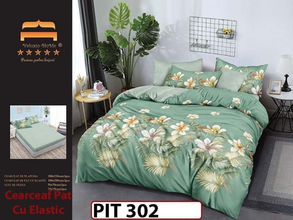 Lenjerie din finet  6 piese si cearceaf cu elastic - PIT302