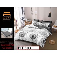 Lenjerie din finet  6 piese si cearceaf cu elastic - PIT303