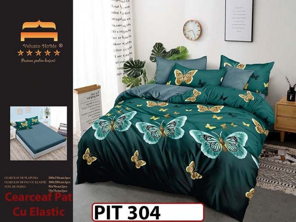 Lenjerie din finet  6 piese si cearceaf cu elastic - PIT304