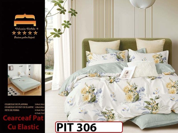 Lenjerie din finet  6 piese si cearceaf cu elastic - PIT306