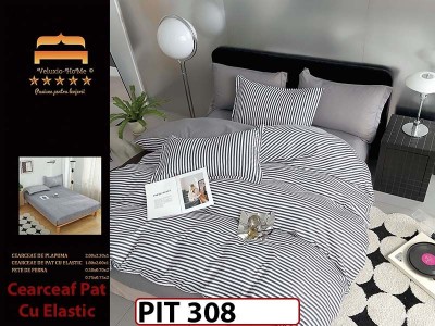 Lenjerie din finet  6 piese si cearceaf cu elastic - PIT308