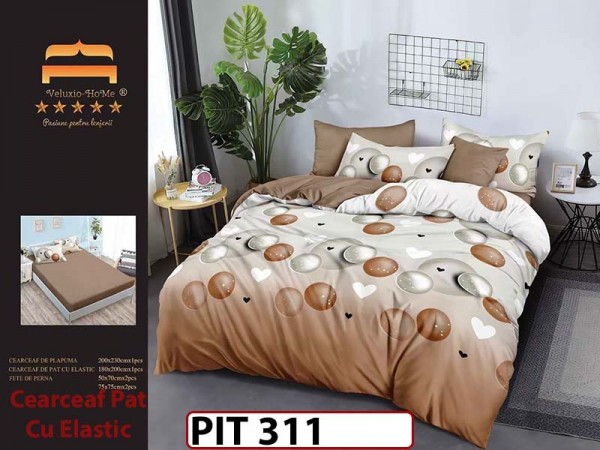 Lenjerie din finet  6 piese si cearceaf cu elastic - PIT311
