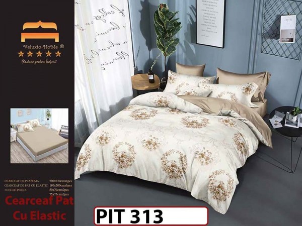 Lenjerie din finet  6 piese si cearceaf cu elastic - PIT313