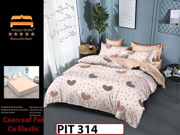 Lenjerie din finet  6 piese si cearceaf cu elastic - PIT314