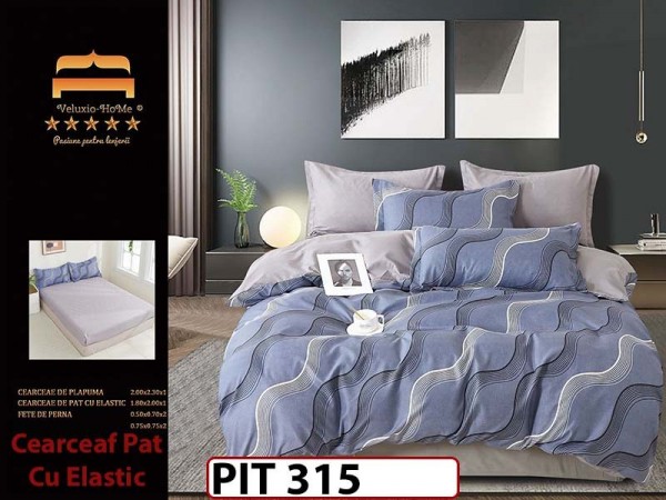 Lenjerie din finet  6 piese si cearceaf cu elastic - PIT315