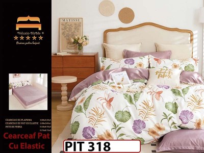 Lenjerie din finet  6 piese si cearceaf cu elastic - PIT318
