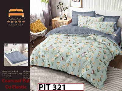 Lenjerie din finet  6 piese si cearceaf cu elastic - PIT321