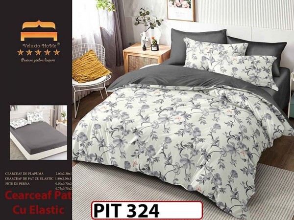 Lenjerie din finet  6 piese si cearceaf cu elastic - PIT324