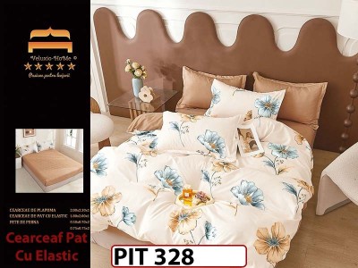 Lenjerie din finet  6 piese si cearceaf cu elastic - PIT328