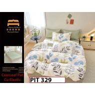 Lenjerie din finet  6 piese si cearceaf cu elastic - PIT329