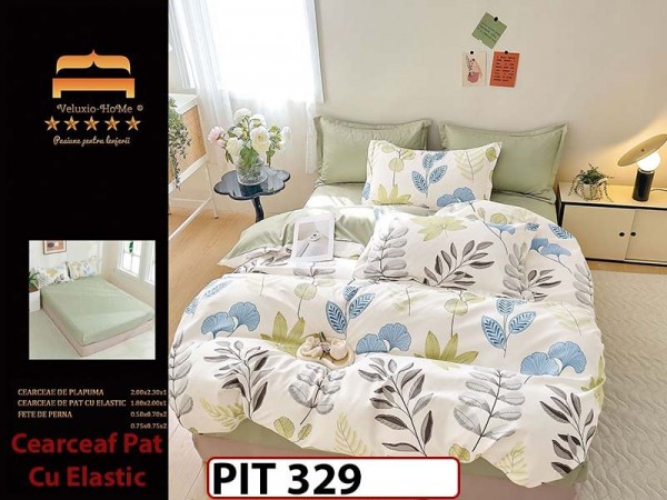 Lenjerie din finet  6 piese si cearceaf cu elastic - PIT329