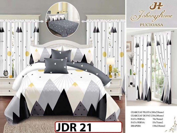 Lenjerie din finet 8 piese cu Draperii - JDR21