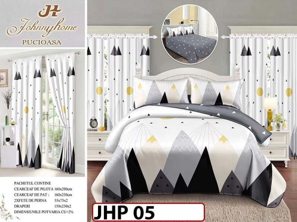 Lenjerie din finet 1 Persoana 6 piese cu Draperii - JHP05