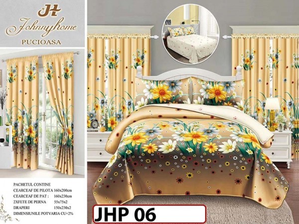Lenjerie din finet 1 Persoana 6 piese cu Draperii - JHP06