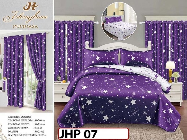 Lenjerie din finet 1 Persoana 6 piese cu Draperii - JHP07