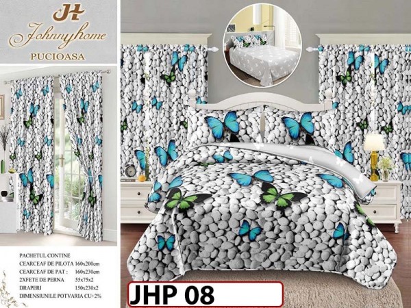 Lenjerie din finet 1 Persoana 6 piese cu Draperii - JHP08