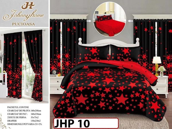 Lenjerie din finet 1 Persoana 6 piese cu Draperii - JHP10