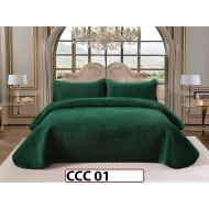 Cuvertura pat dublu, 3 piese, Catifea Luxury Matlasata, CCC01