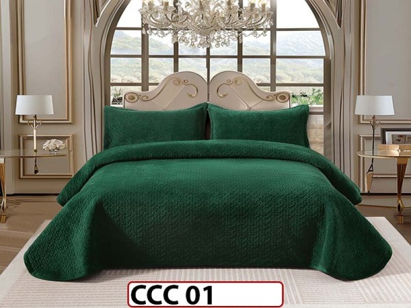 Cuvertura pat dublu, 3 piese, Catifea Luxury Matlasata, CCC01 Cuvertura pat dublu, 3 piese, Catifea Luxury Matlasata, CCC01