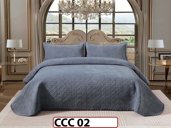 Cuvertura pat dublu, 3 piese, Catifea Luxury Matlasata, CCC02 Cuvertura pat dublu, 3 piese, Catifea Luxury Matlasata, CCC02