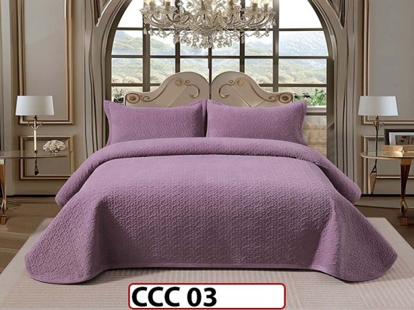Cuvertura pat dublu, 3 piese, Catifea Luxury Matlasata, CCC03 Cuvertura pat dublu, 3 piese, Catifea Luxury Matlasata, CCC03