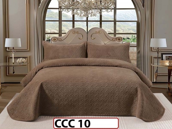 Cuvertura pat dublu, 3 piese, Catifea Luxury Matlasata, CCC10
