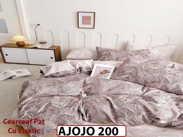 Lenjerie din finet 6 piese si cearceaf cu Elastic - AJOJO200 Lenjerie din finet 6 piese si cearceaf cu Elastic - AJOJO200