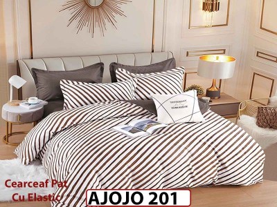 Lenjerie din finet 6 piese si cearceaf cu Elastic - AJOJO201