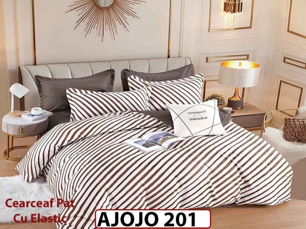 Lenjerie din finet 6 piese si cearceaf cu Elastic - AJOJO201 Lenjerie din finet 6 piese si cearceaf cu Elastic - AJOJO201
