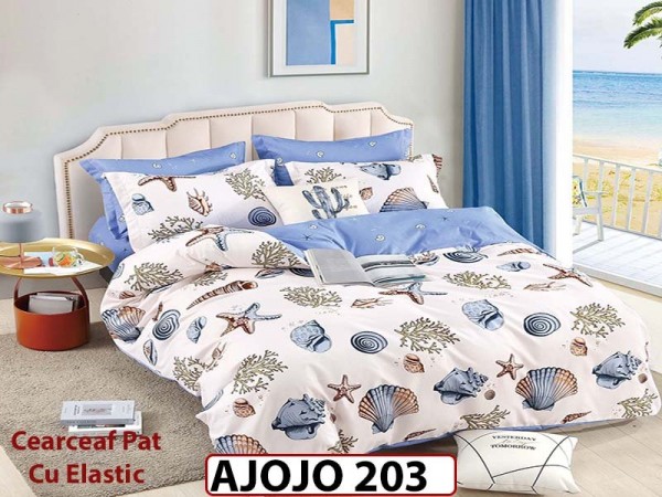 Lenjerie din finet 6 piese si cearceaf cu Elastic - AJOJO203 Lenjerie din finet 6 piese si cearceaf cu Elastic - AJOJO203