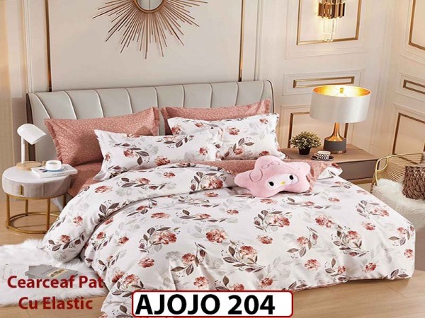 Lenjerie din finet 6 piese si cearceaf cu Elastic - AJOJO204 Lenjerie din finet 6 piese si cearceaf cu Elastic - AJOJO204