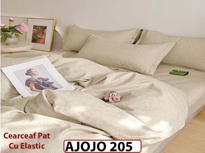 Lenjerie din finet 6 piese si cearceaf cu Elastic - AJOJO205