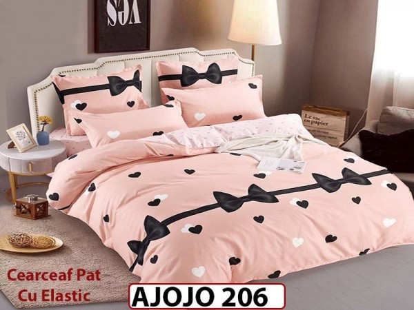 Lenjerie din finet 6 piese si cearceaf cu Elastic - AJOJO206 Lenjerie din finet 6 piese si cearceaf cu Elastic - AJOJO206