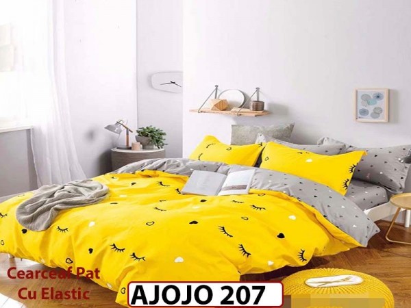 Lenjerie din finet 6 piese si cearceaf cu Elastic - AJOJO207 Lenjerie din finet 6 piese si cearceaf cu Elastic - AJOJO207
