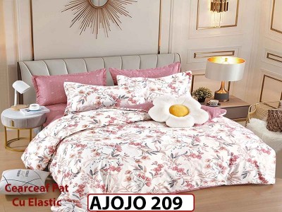 Lenjerie din finet 6 piese si cearceaf cu Elastic - AJOJO209 Lenjerie din finet 6 piese si cearceaf cu Elastic - AJOJO209