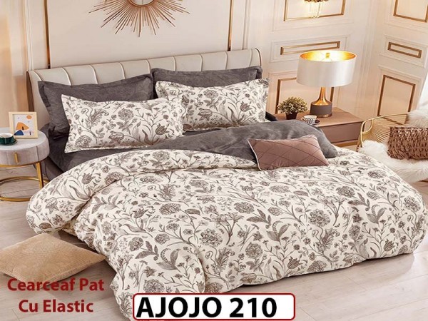 Lenjerie din finet 6 piese si cearceaf cu Elastic - AJOJO210 Lenjerie din finet 6 piese si cearceaf cu Elastic - AJOJO210