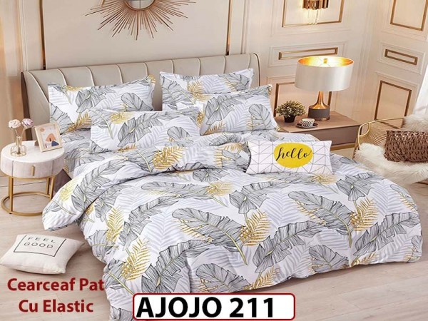 Lenjerie din finet 6 piese si cearceaf cu Elastic - AJOJO211 Lenjerie din finet 6 piese si cearceaf cu Elastic - AJOJO211
