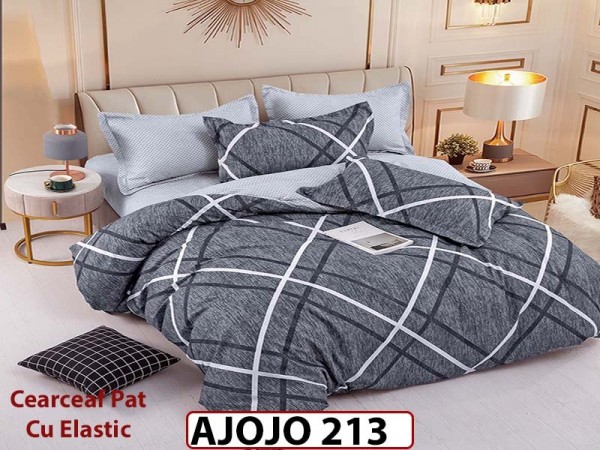 Lenjerie din finet 6 piese si cearceaf cu Elastic - AJOJO213 Lenjerie din finet 6 piese si cearceaf cu Elastic - AJOJO213