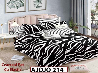 Lenjerie din finet 6 piese si cearceaf cu Elastic - AJOJO214 Lenjerie din finet 6 piese si cearceaf cu Elastic - AJOJO214