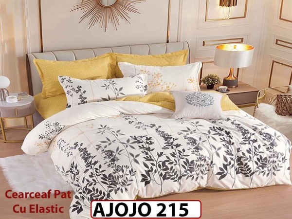 Lenjerie din finet 6 piese si cearceaf cu Elastic - AJOJO215 Lenjerie din finet 6 piese si cearceaf cu Elastic - AJOJO215