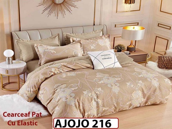 Lenjerie din finet 6 piese si cearceaf cu Elastic - AJOJO216 Lenjerie din finet 6 piese si cearceaf cu Elastic - AJOJO216
