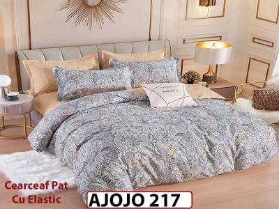 Lenjerie din finet 6 piese si cearceaf cu Elastic - AJOJO217 Lenjerie din finet 6 piese si cearceaf cu Elastic - AJOJO217